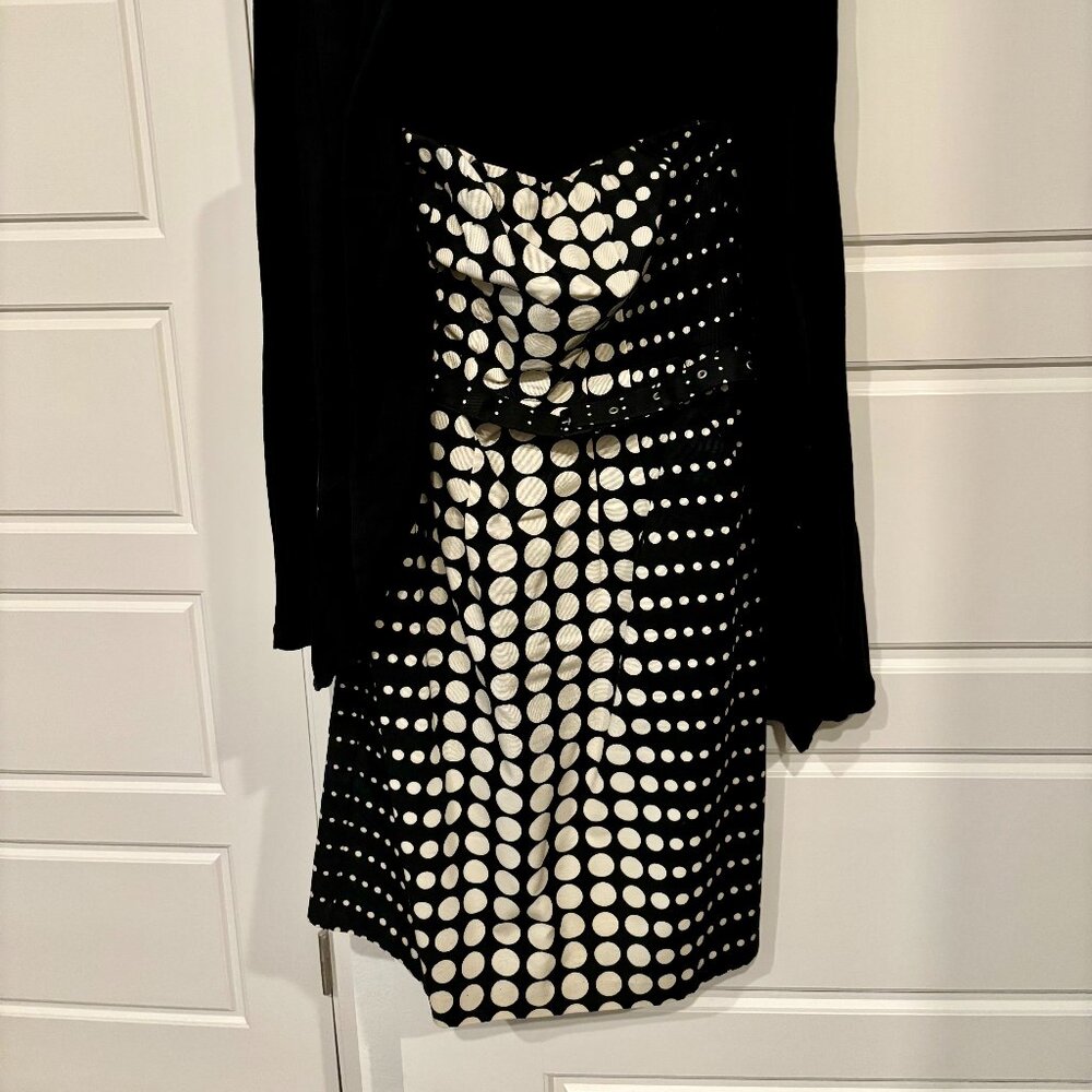 The Limited Strapless Black/Cream Polka Dot Dress with Removable Belt, Size 6
